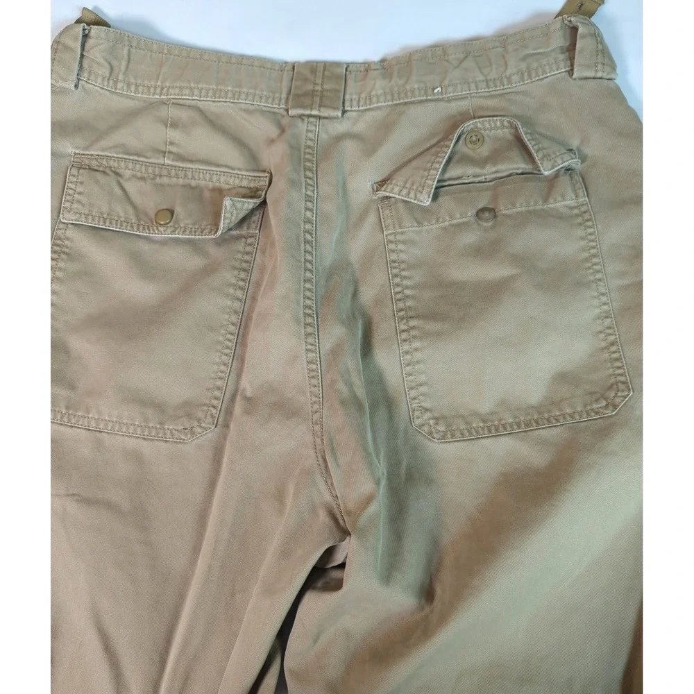 Vintage 2008 Gap Cargo Utility Pants Men M Beige Wide Straight Leg Patch Pockets